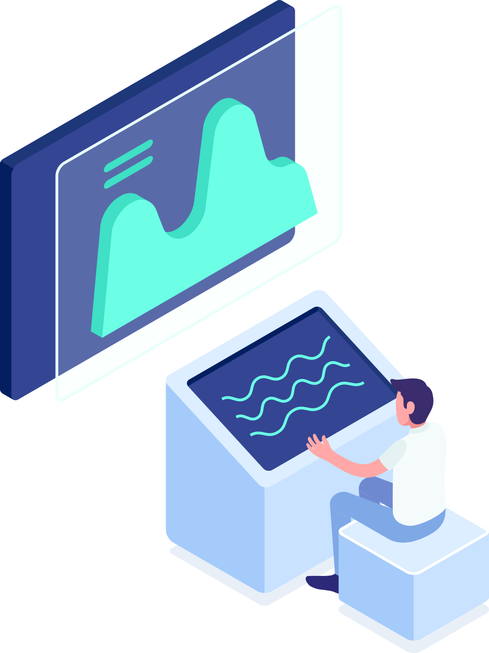 A software engineer isometric illustration.